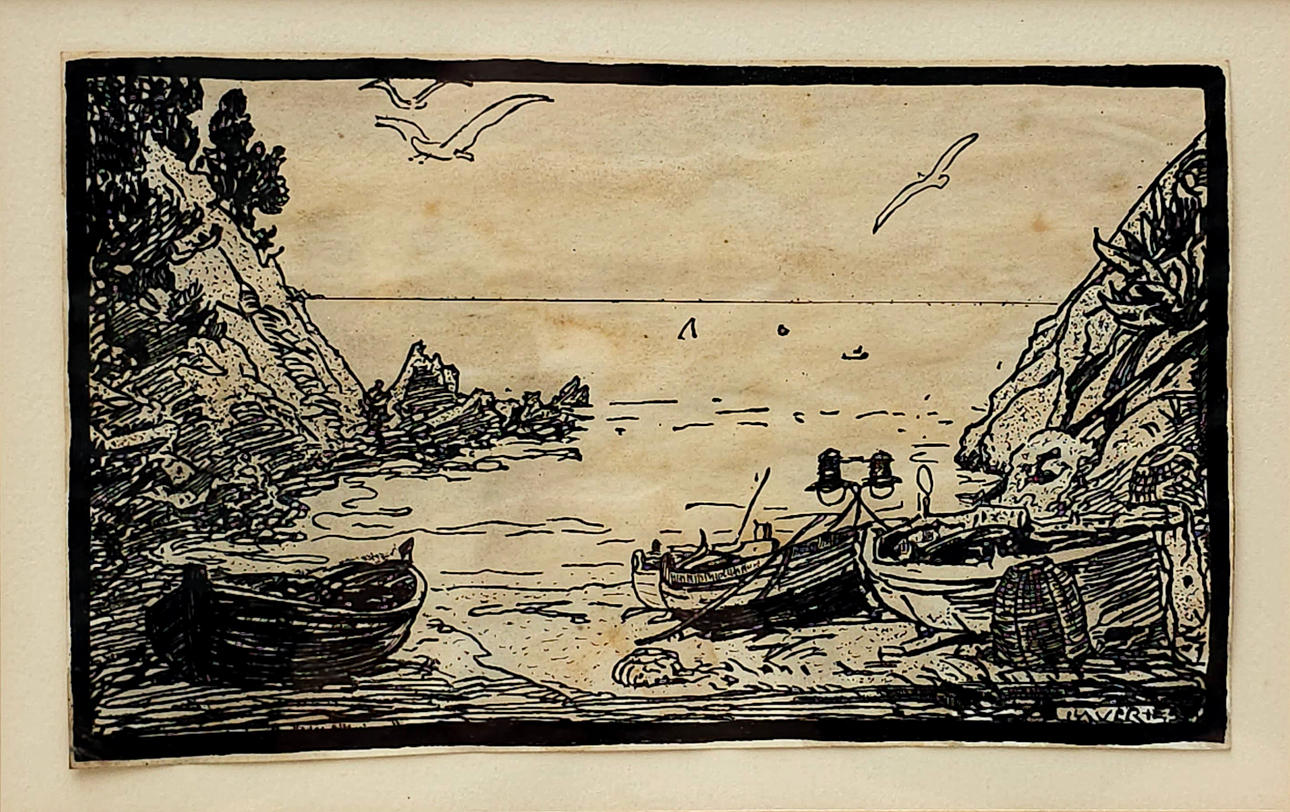 JOAN LLAVERIAS. INK DRAWING “COSTA BRAVA”.