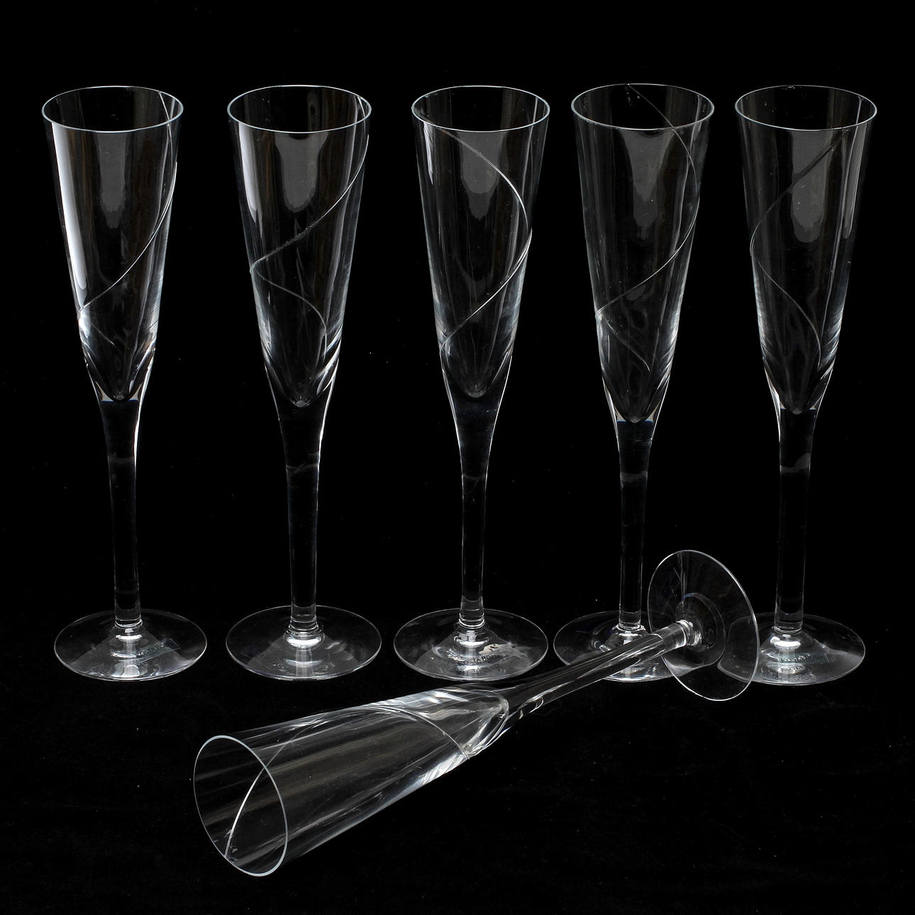 CHAMPAGNEGLAS, 6 st, glas, "Line", design Anna Ehrner, Kosta Boda.