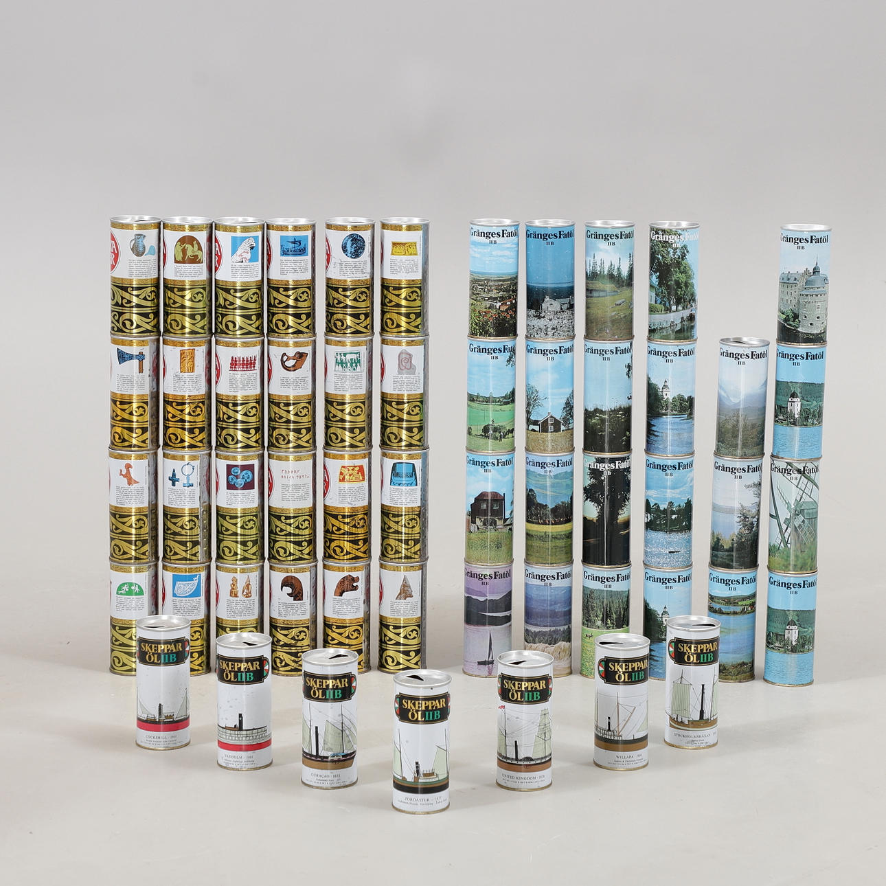 ÖLBURKAR, 54 st, plåt, 1960/70-tal.