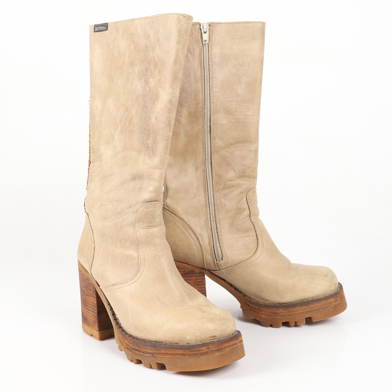 BOTAS, 1 par, piel beige, Destroy.