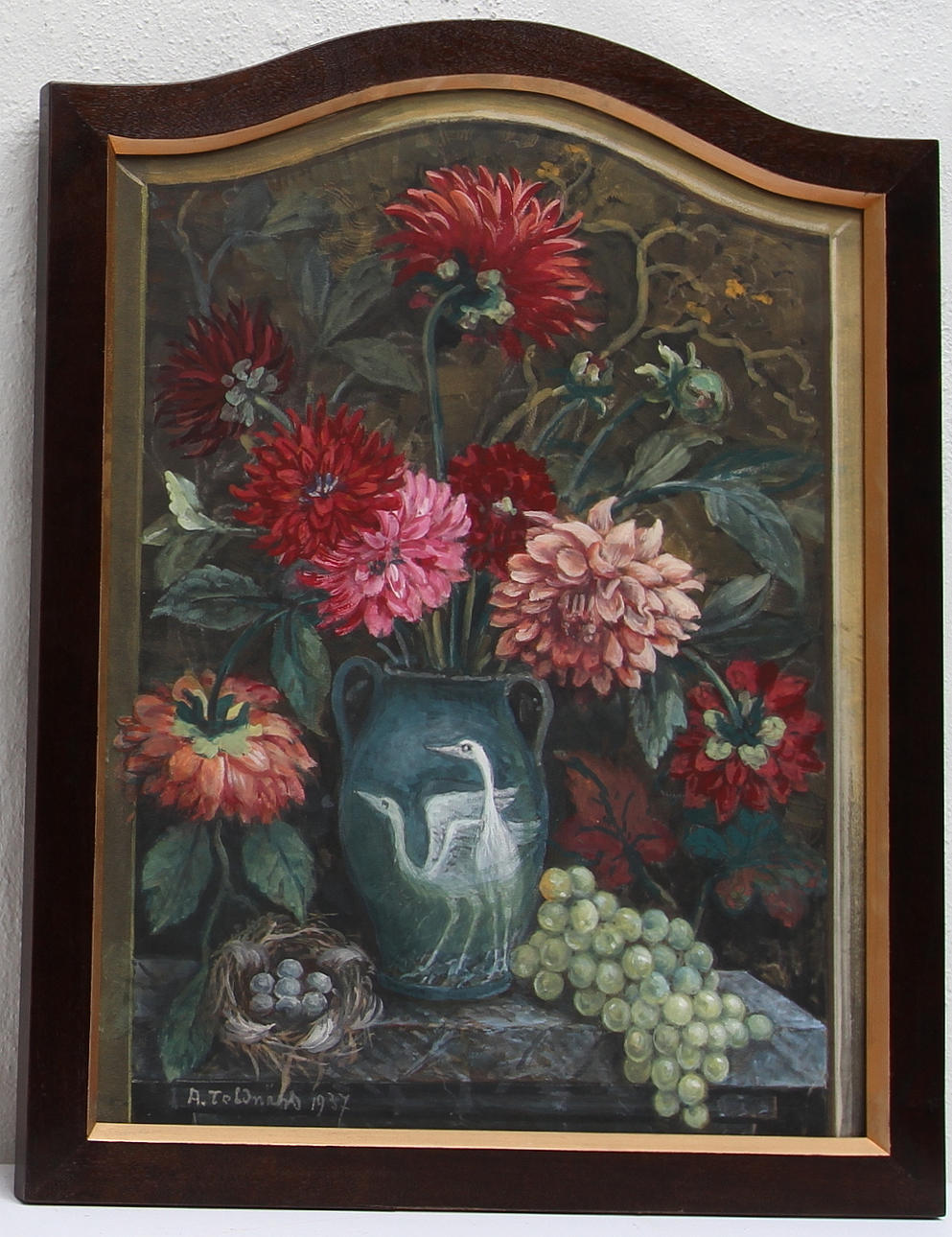 OKÄND KONSTNÄR. Akvarell. Stilleben, signerad A Teljnärs?.