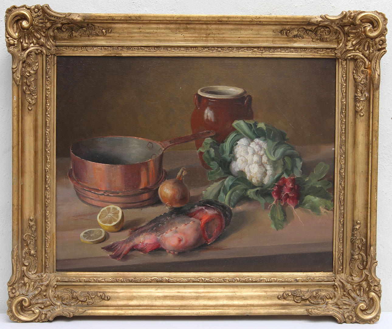 OKÄND KONSTNÄR. Olja på duk. Stilleben, signerad.