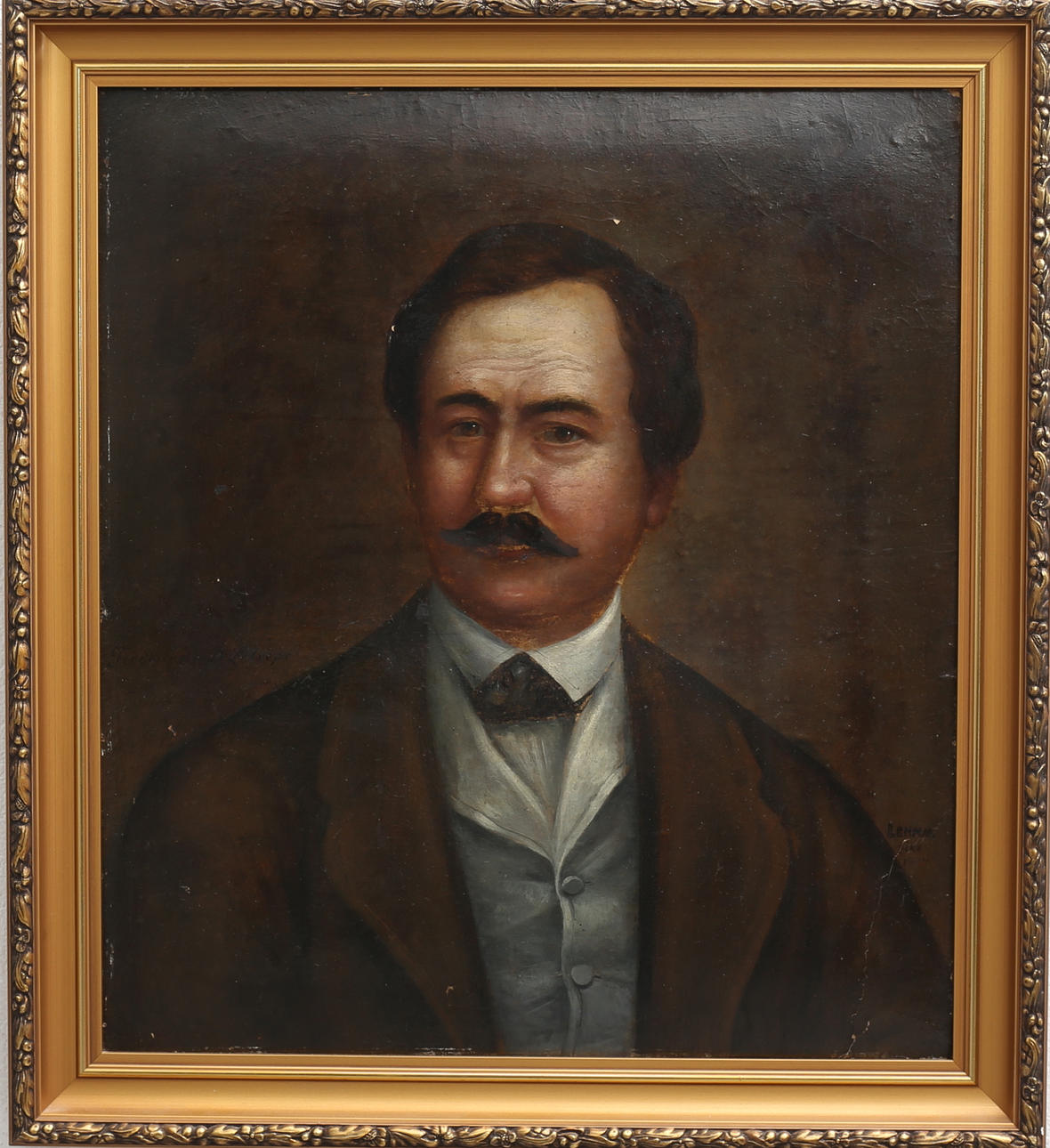 OIDENTIFIERAD KONSTNÄR. Porträtt, olja på pappannå, signerad och daterad 1874.