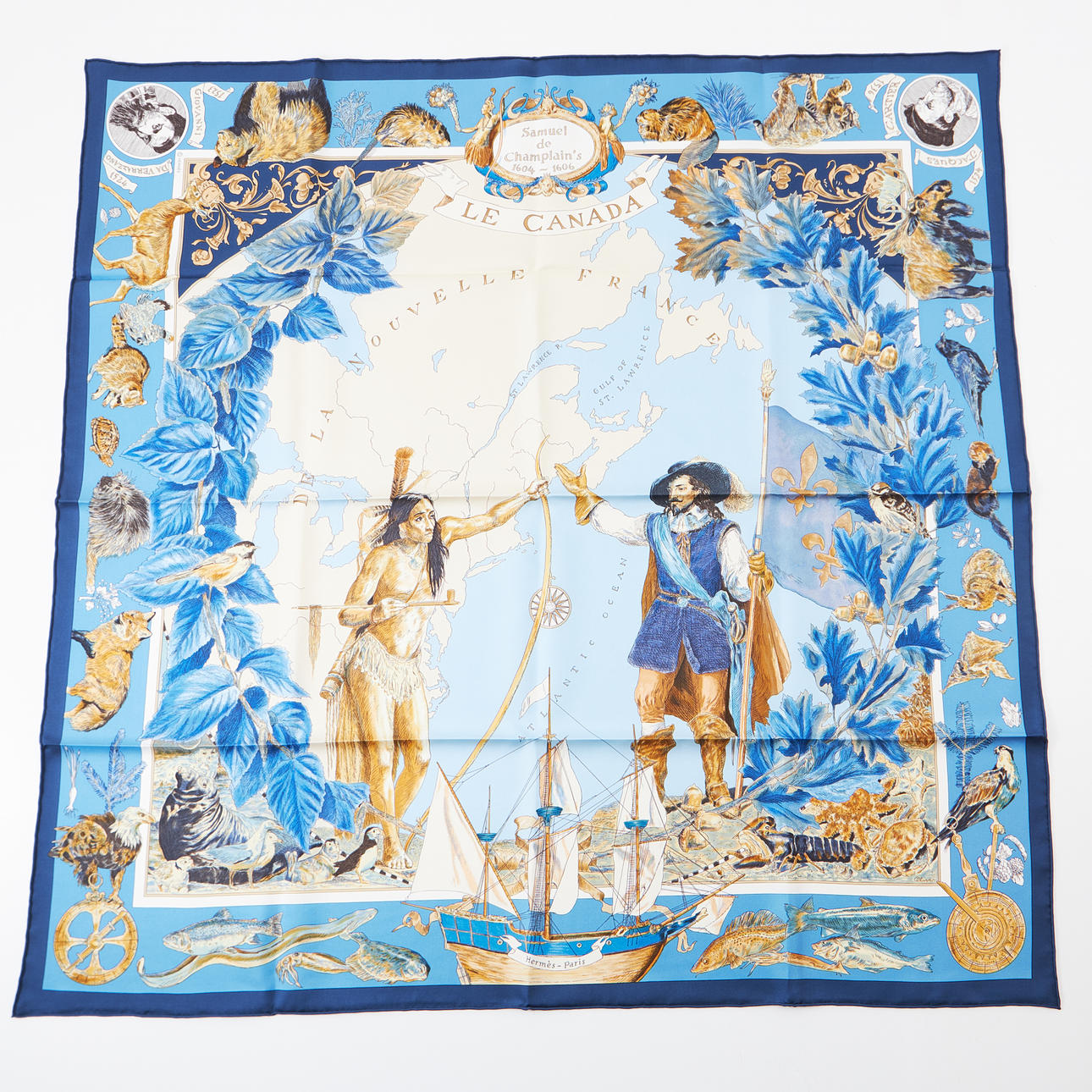 HERMÈS, scarf, “Samuel de Champlain”.