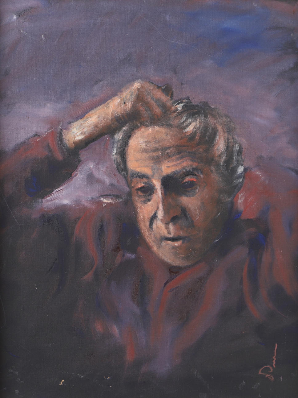 ROLF BRUHN. Portrait, oil on panel, signed.