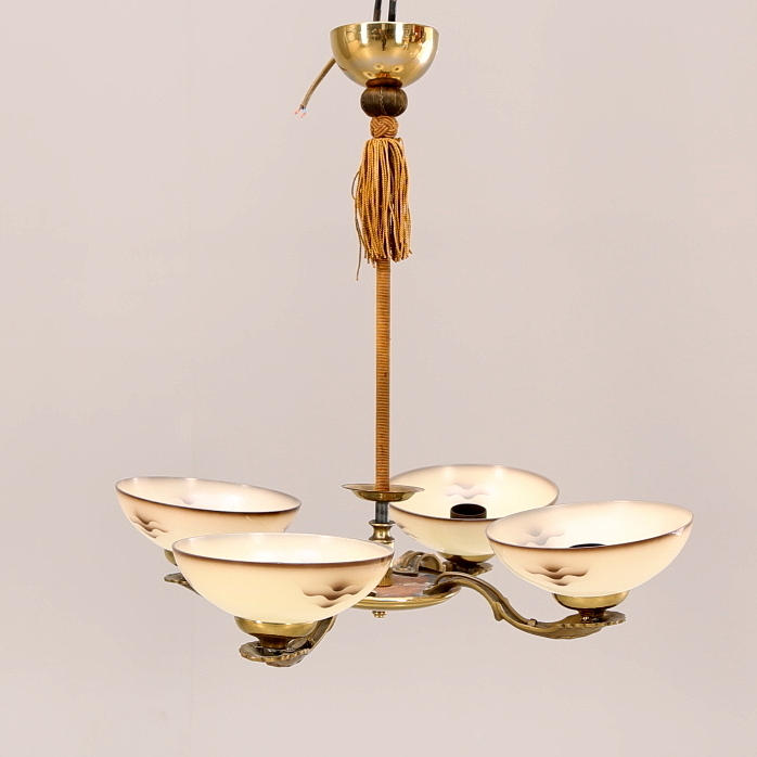 TAKARMATUR, 1920-/30-tal, mässing/glas, höjd 58 cm.