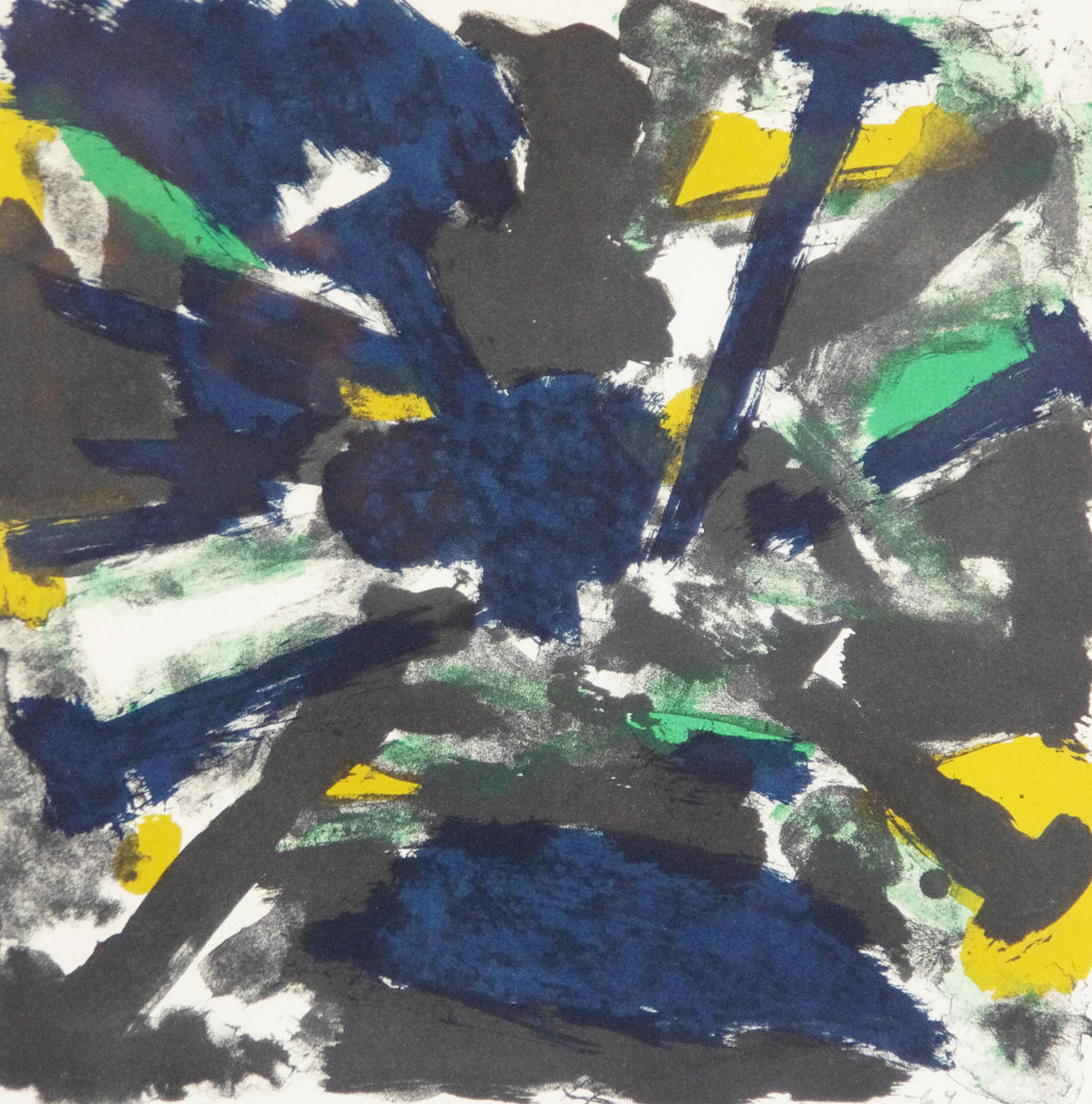 OLLE BONNIÉR. Komposition, färglitografi, signerad Bonniér -64.