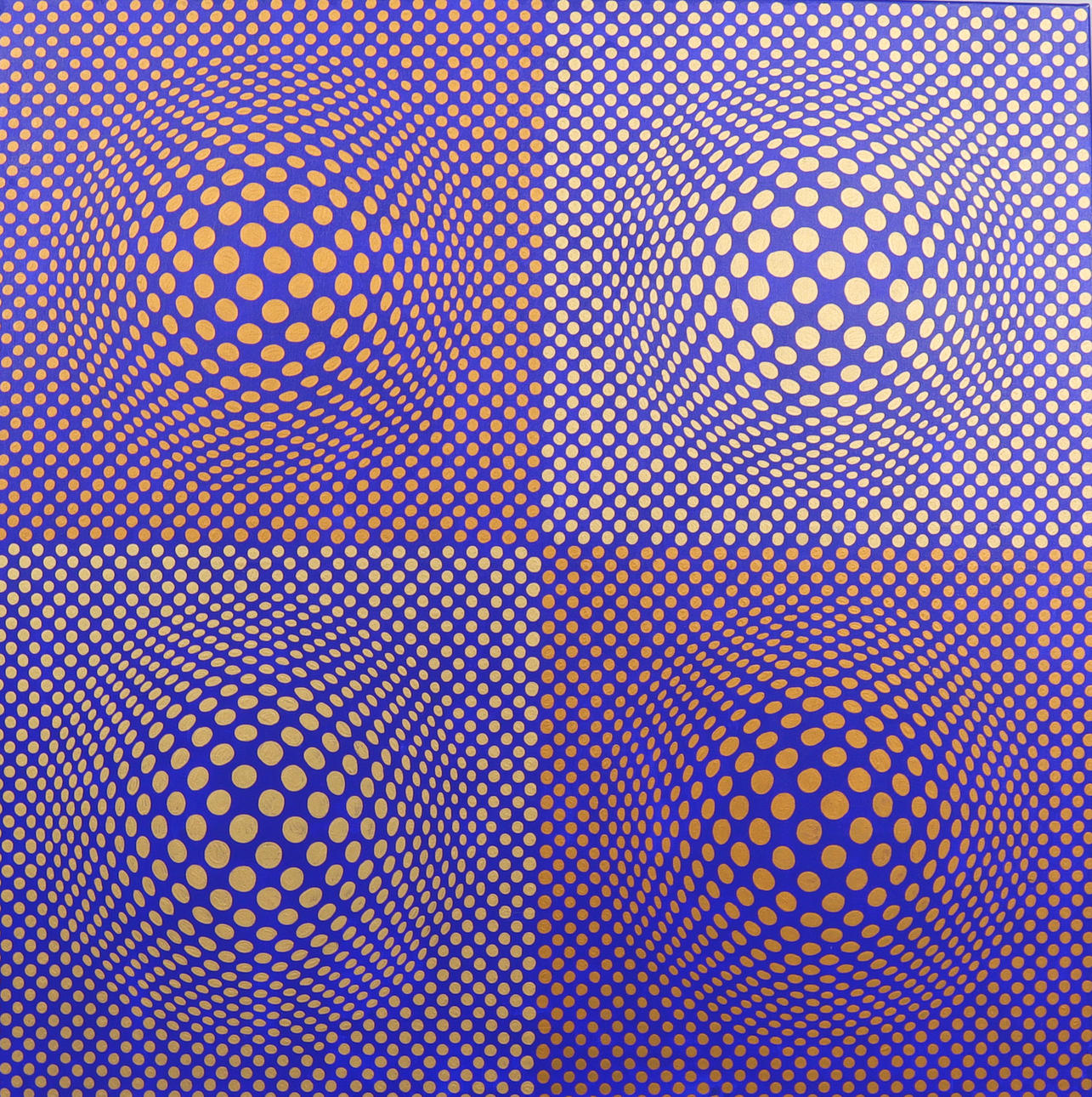 Lena László, metallic acrylic on canvas, 'Exactly 2116 dots'.