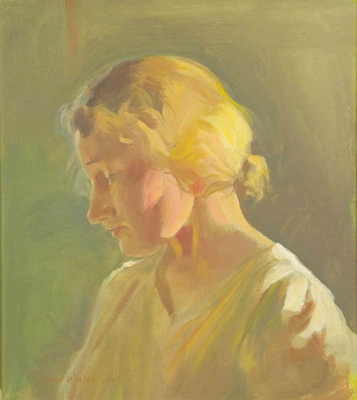 GUNNAR WALLENTIN. "Maja Wallentin", olja uppklistrad på pannå, signerad.