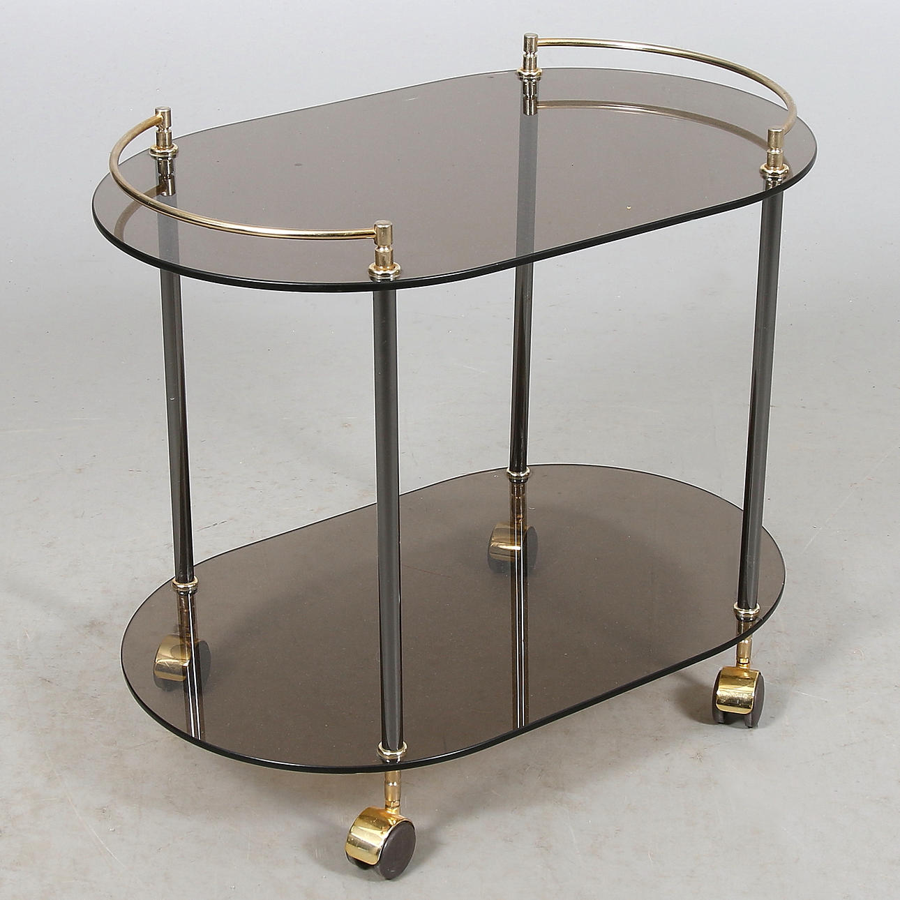 SERVERINGSVAGN, glas och mässing, 1900-talets andra hälft.