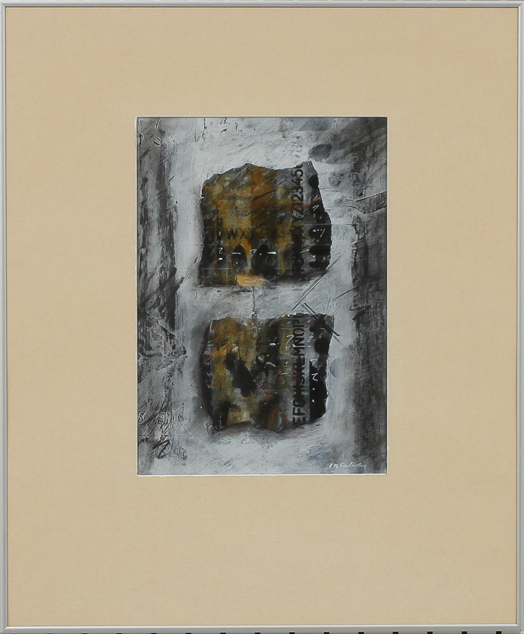 BERTIL FREDHOLM. Komposition, gouache, signerad.