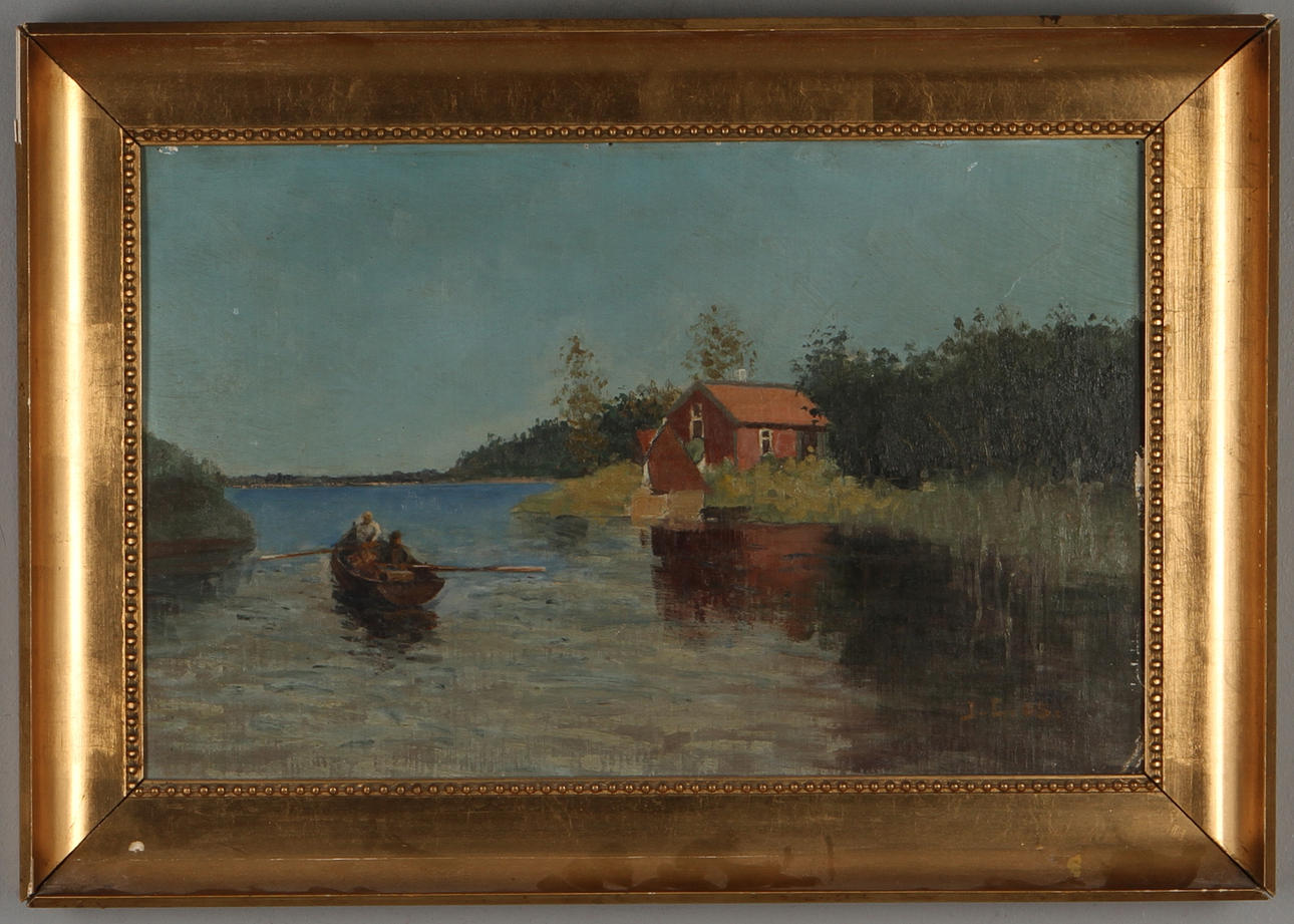 OKÄND KONSTNÄR. Fiskare, olja på duk, monogramsignerad J.G och daterad -05.