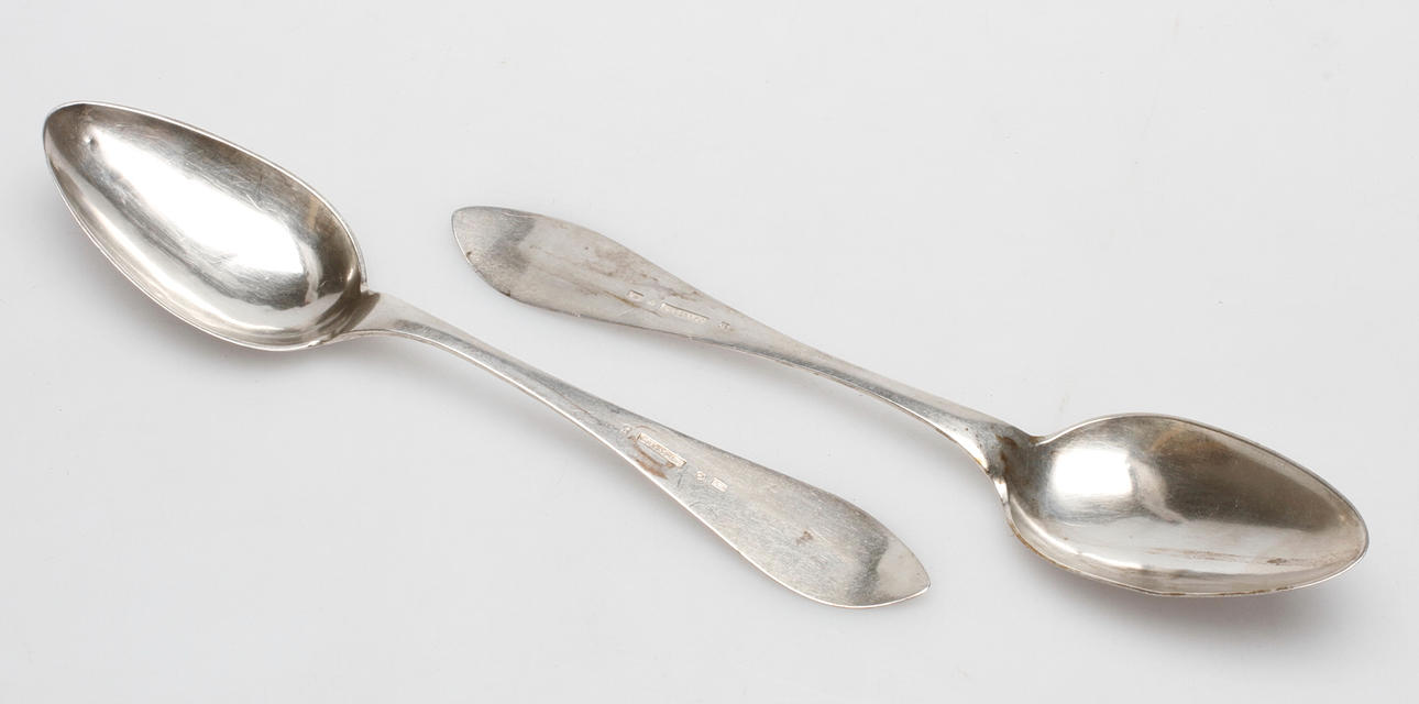 SKEDAR, 2 st, silver, Gustaf Israel Lyberg(verksam 1821-1858), Eksjö 1831.