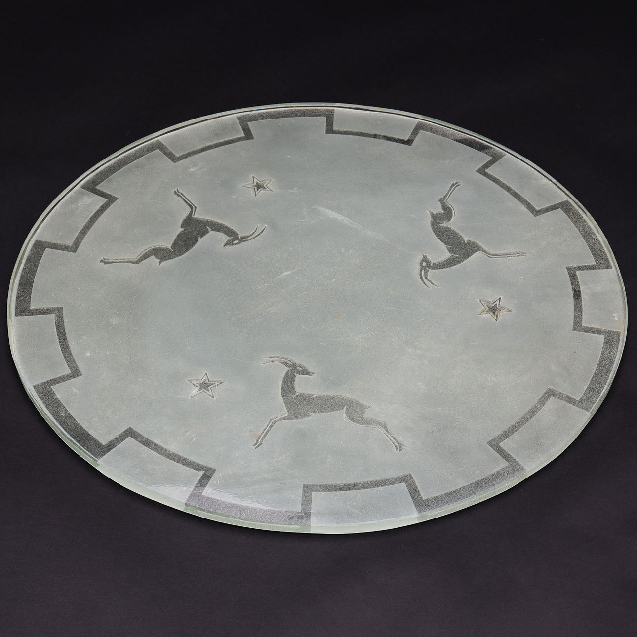 Bordplade, rå glas, art deco, 1930'erne.