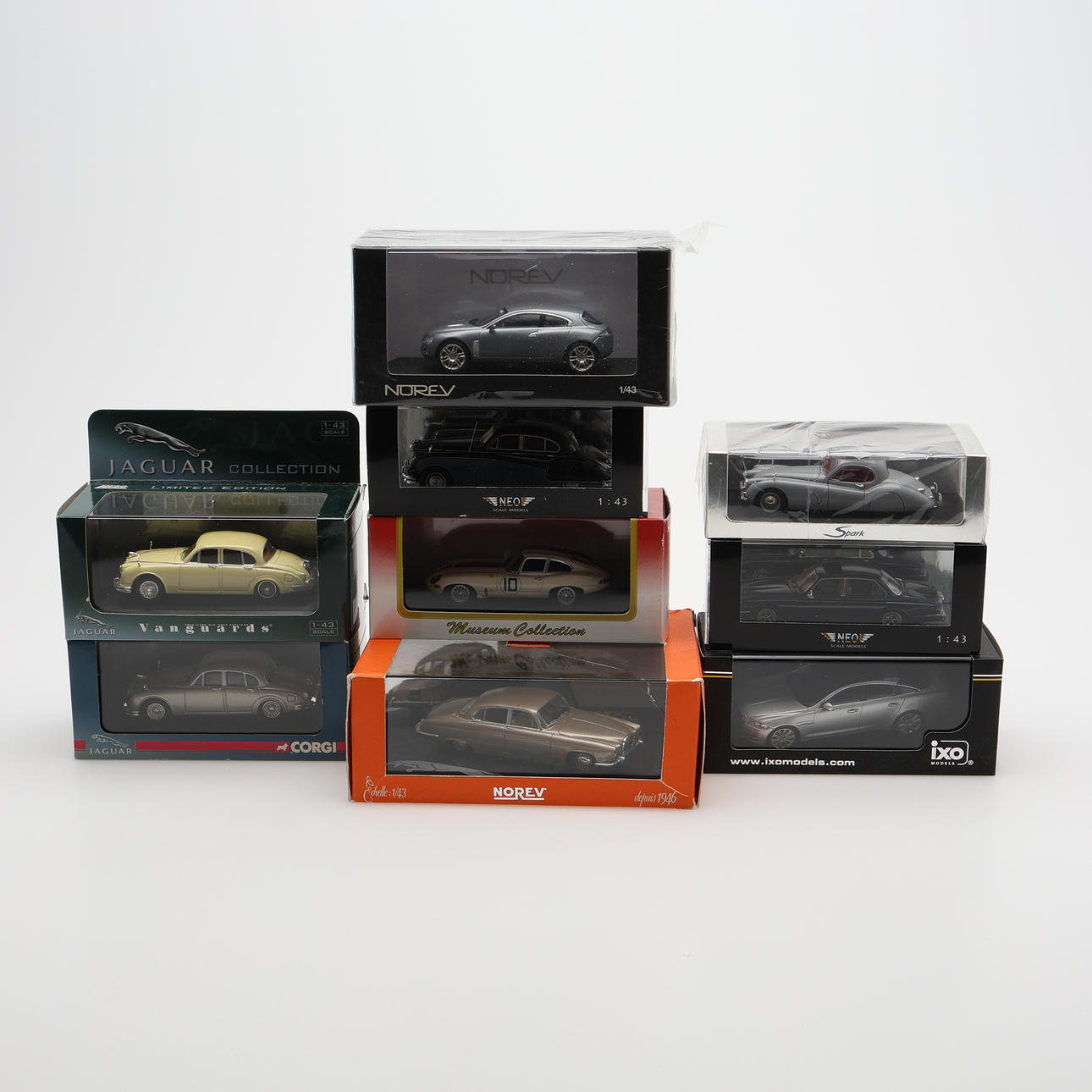 CAR MODELS, 9 PCS, JAGUAR, 1/43.