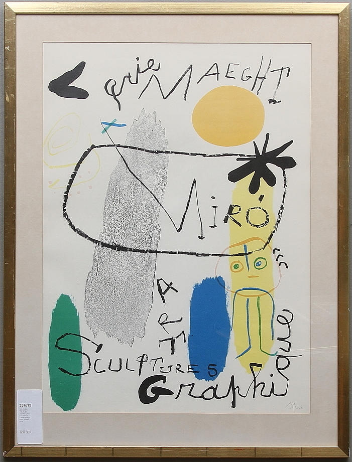 JOAN MIRÓ. Affisch, för utställning maj-juni 1950 på Galerie Maeght i Paris, senare tryck.