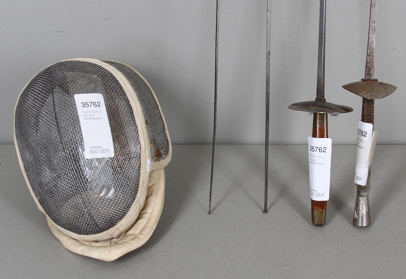 FLORETTER, 2 par, samt SKYDDSMASK.