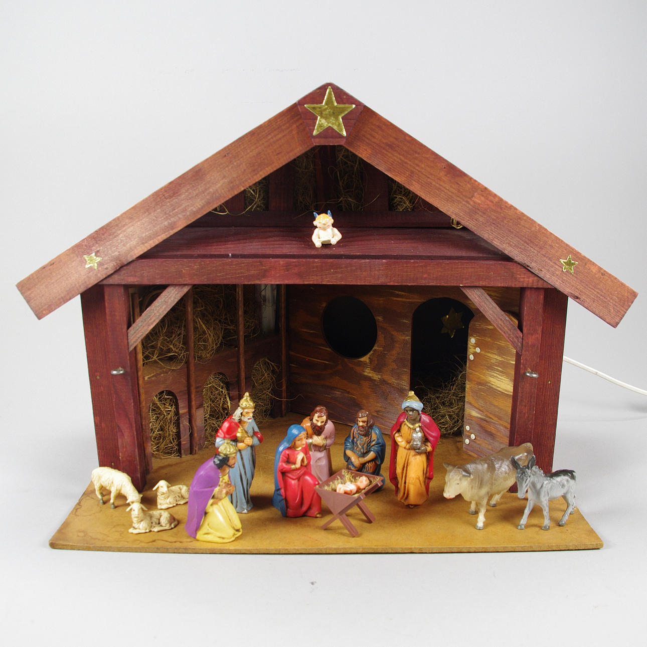 JULKRUBBA med figurer, trä/plast.