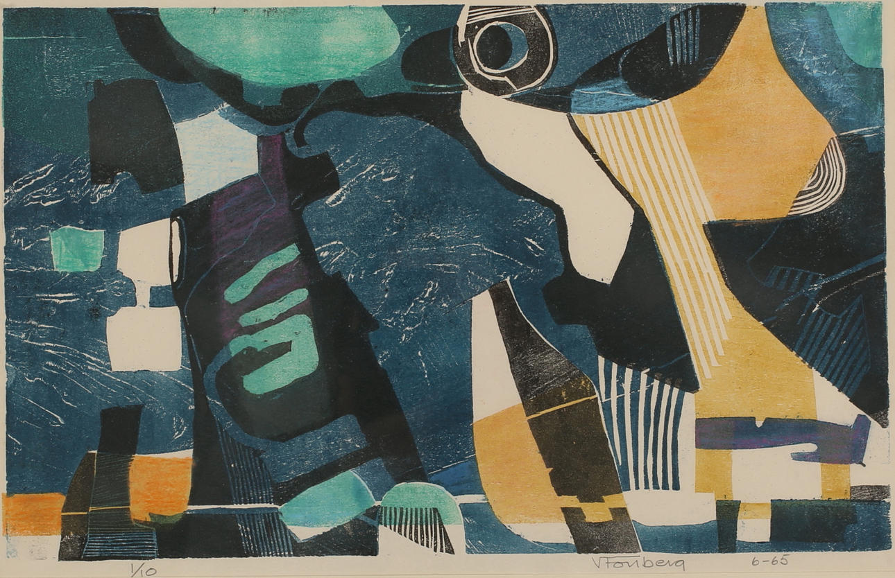 VIKING FORSBERG. Träsnitt "Ove och Berit", 3 st. litografi signerad V Forsberg.