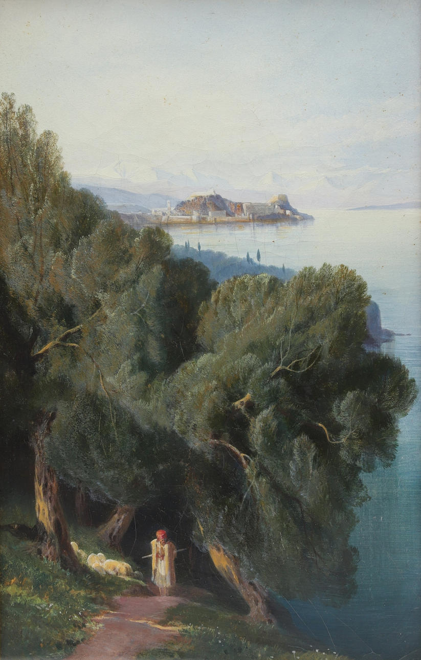 EDWARD LEAR (1812-1888). CORFU FROM THE VILLAGE OF ASCENSION.