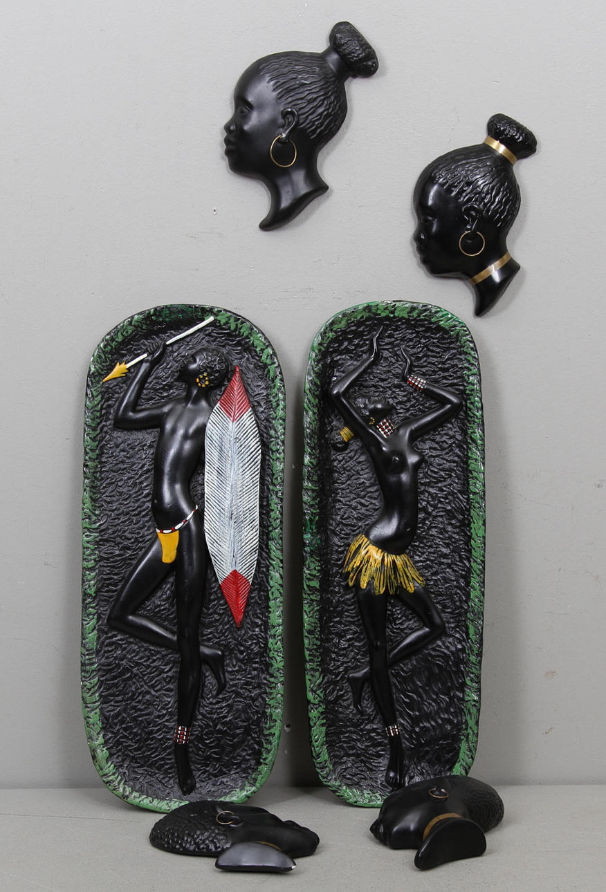 VÄGGTAVLOR, 6 st, keramik, 1950/60-tal.