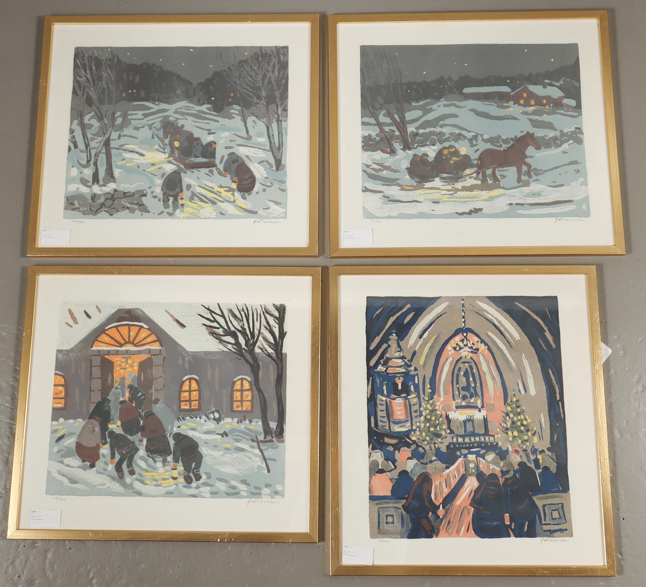 ÅKE WIKSTRÖM litografier 4 sycken.