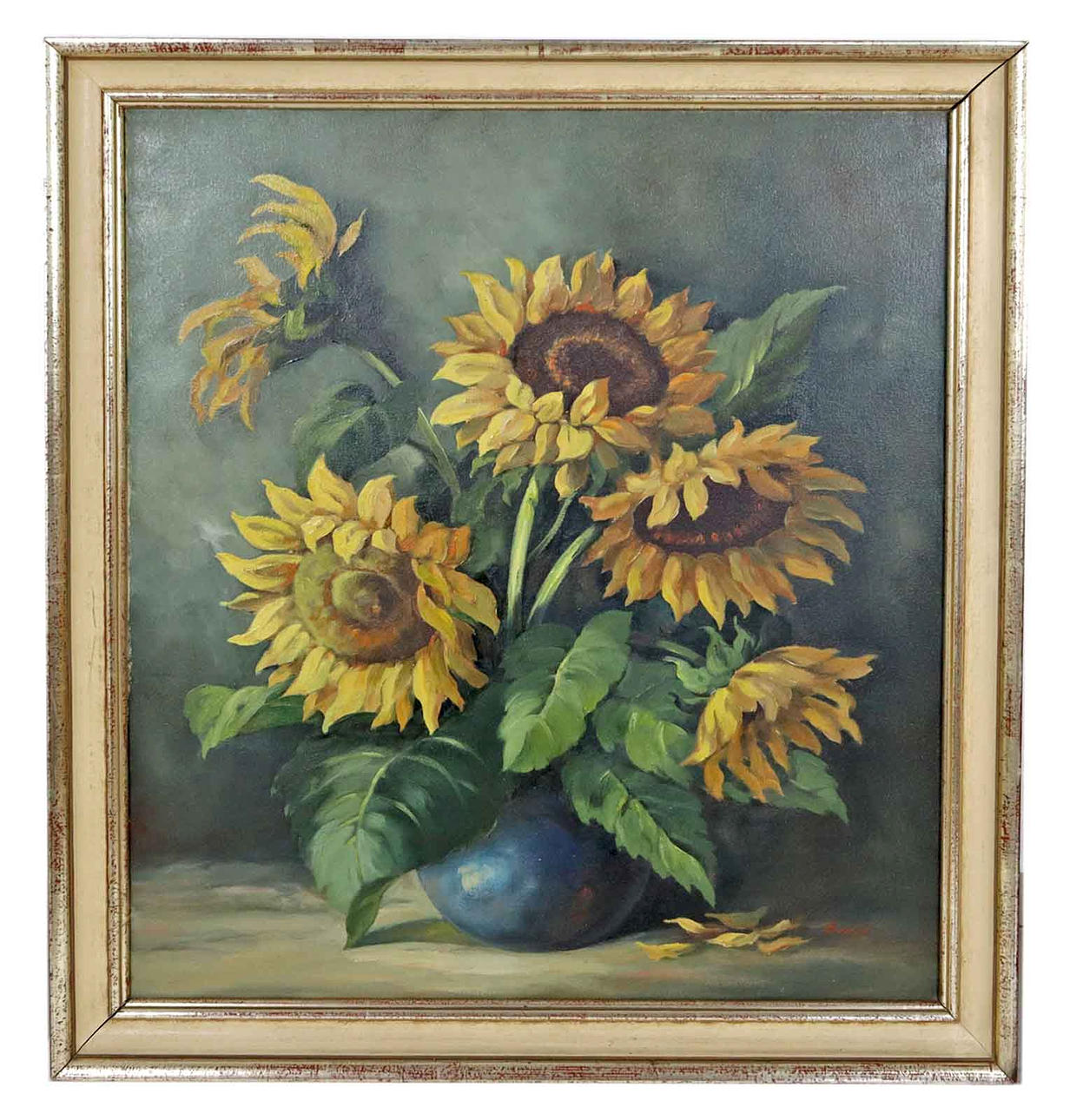 ÖLGEMÄLDE SONNENBLUMEN, signiert Drechsel.