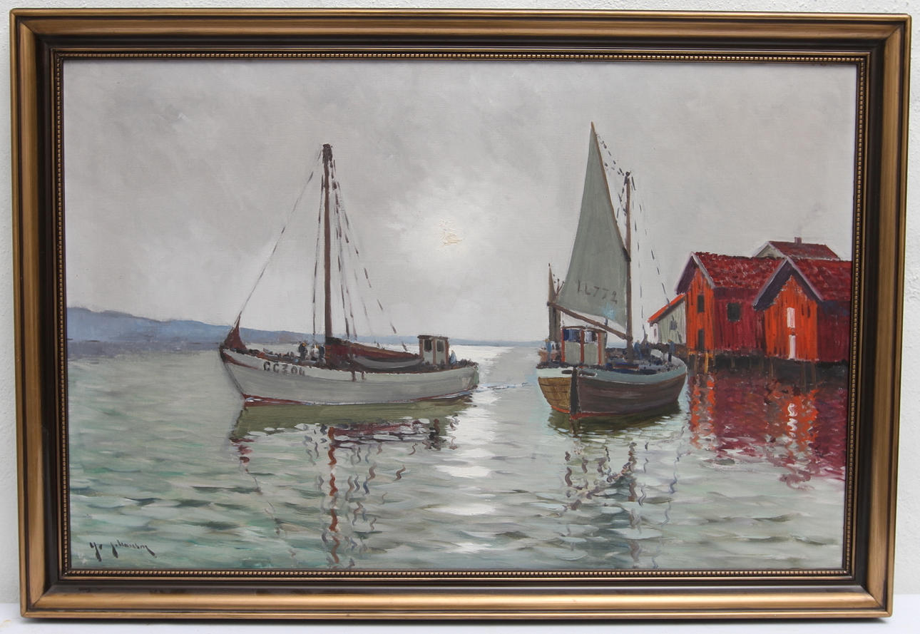 YO JOHANSSON. Olja på duk. Kustbild, signerad.