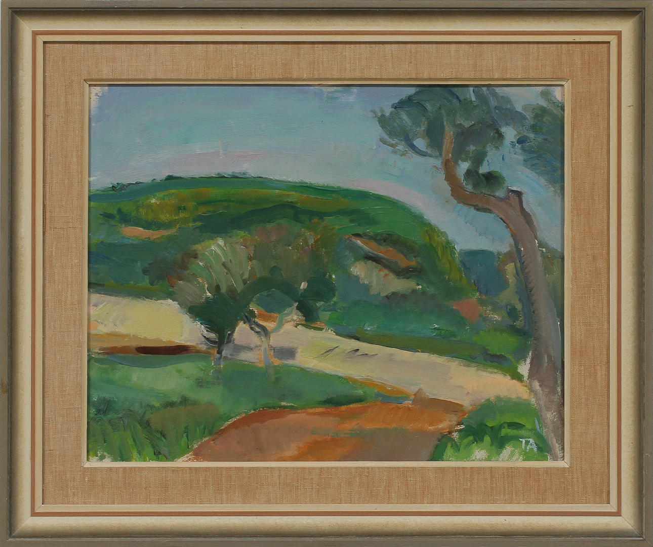 TORE AHNOFF. Landskap, olja på duk uppfodrad på pannå, signerad.