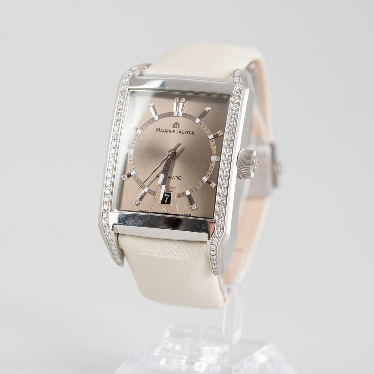 Maurice Lacroix wristwatch with diamonds.