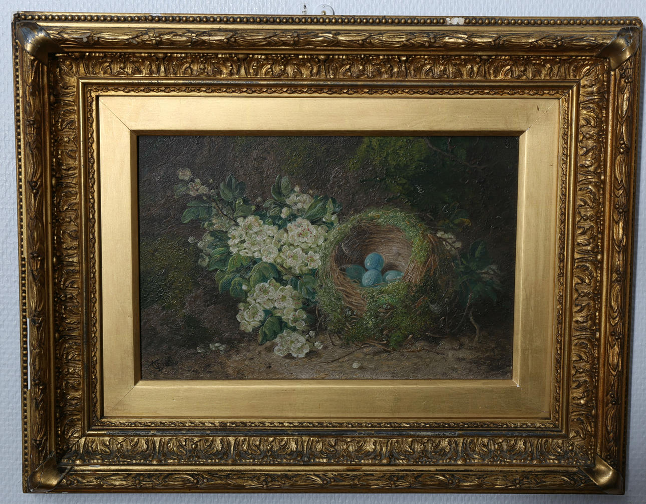 OIDENTIFIERAD KONSTNÄR. Olja på pannå, Stilleben, signerad, 1800-1900-tal.