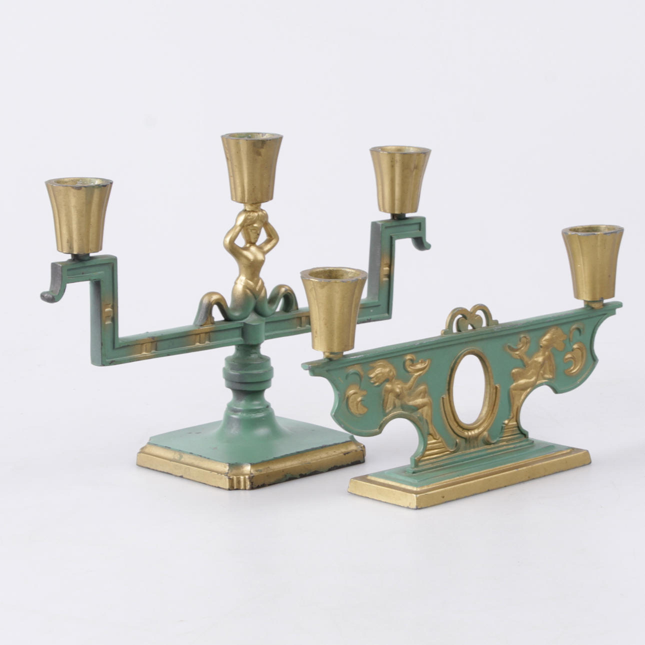 KANDELABRAR, 2 st. Metall, Art deco, Stjärnmetall, 1900-tal.