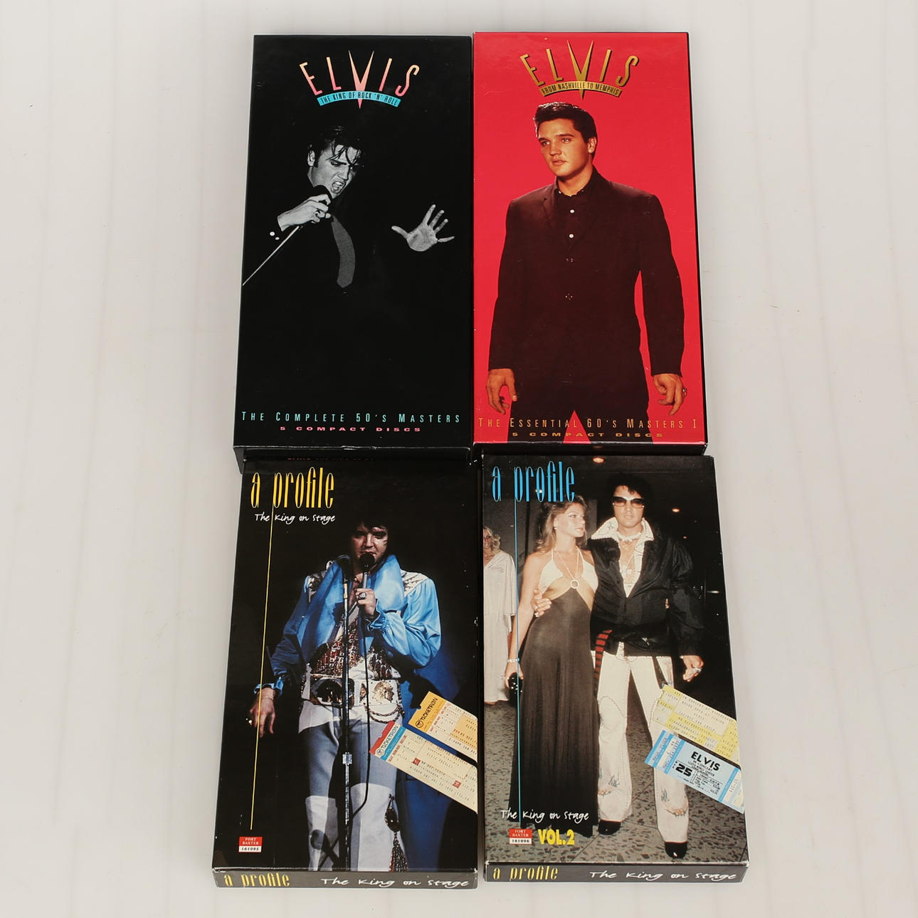 ELVIS PRESLEY, CD boxes, 4 pieces complete with booklet, Fort Baxter etc.