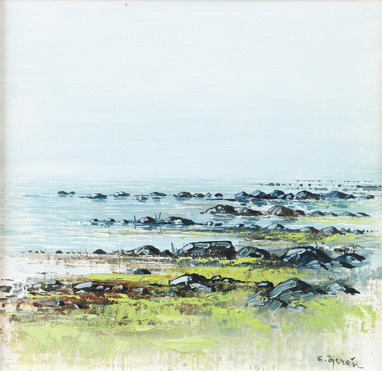 EKE BJERÉN. “Low tide”, oil on panel, signed E. Bjerén.
