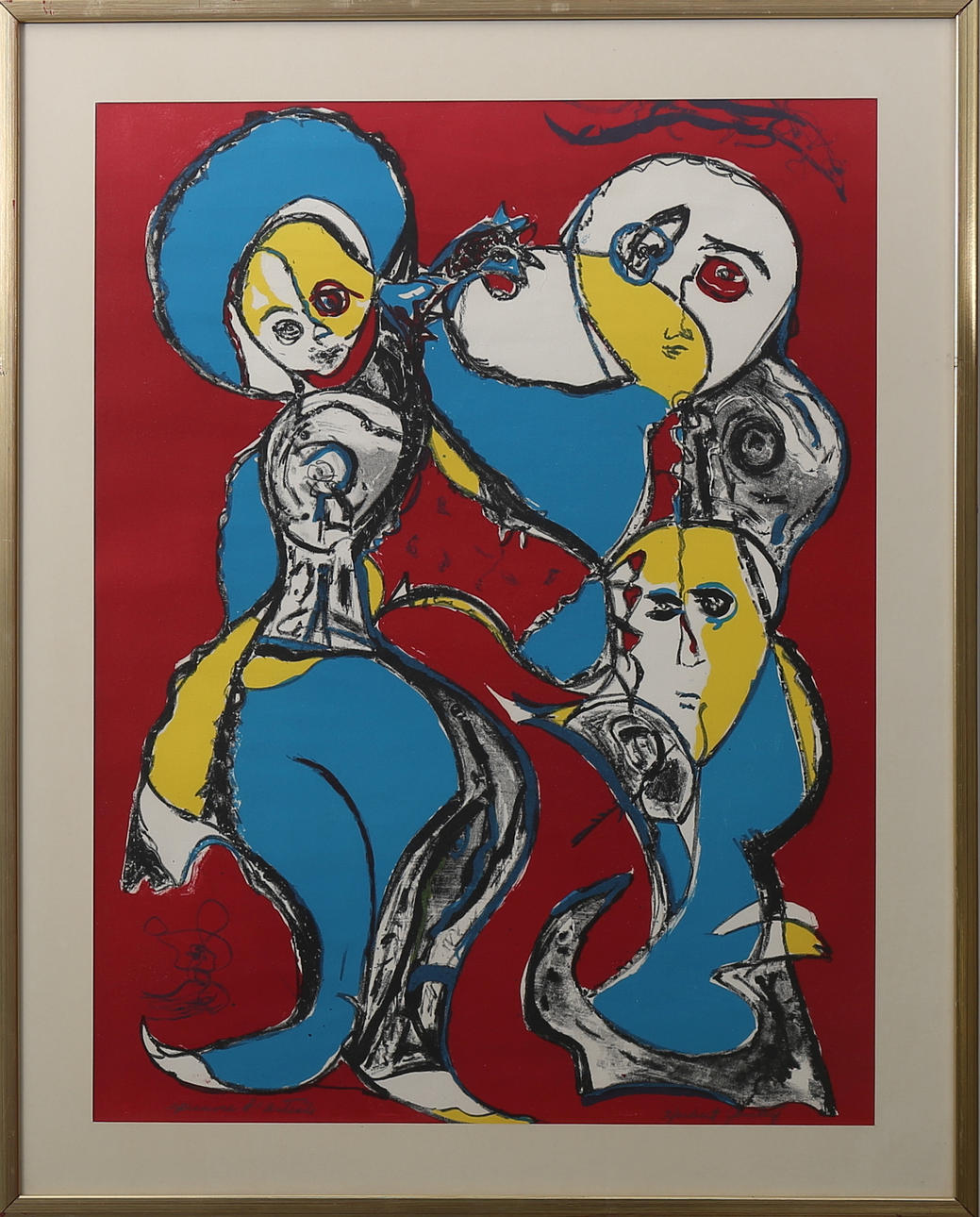 HERBERT GENTRY. Komposition med figurer, färglitogtrafi nr EA, sigenrad.