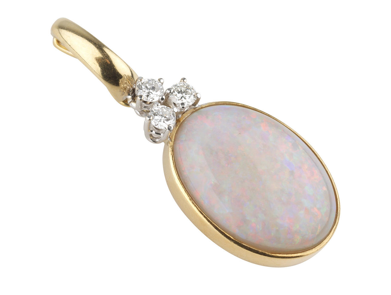 OPAL HÄNGE med 3 briljanter ca. 0,20 ct 750 gult guld.