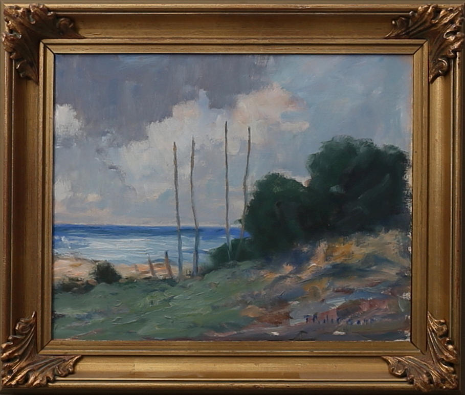 TORSTEN PEDERSÉN. Strandäng, olja på pannå, signerad.