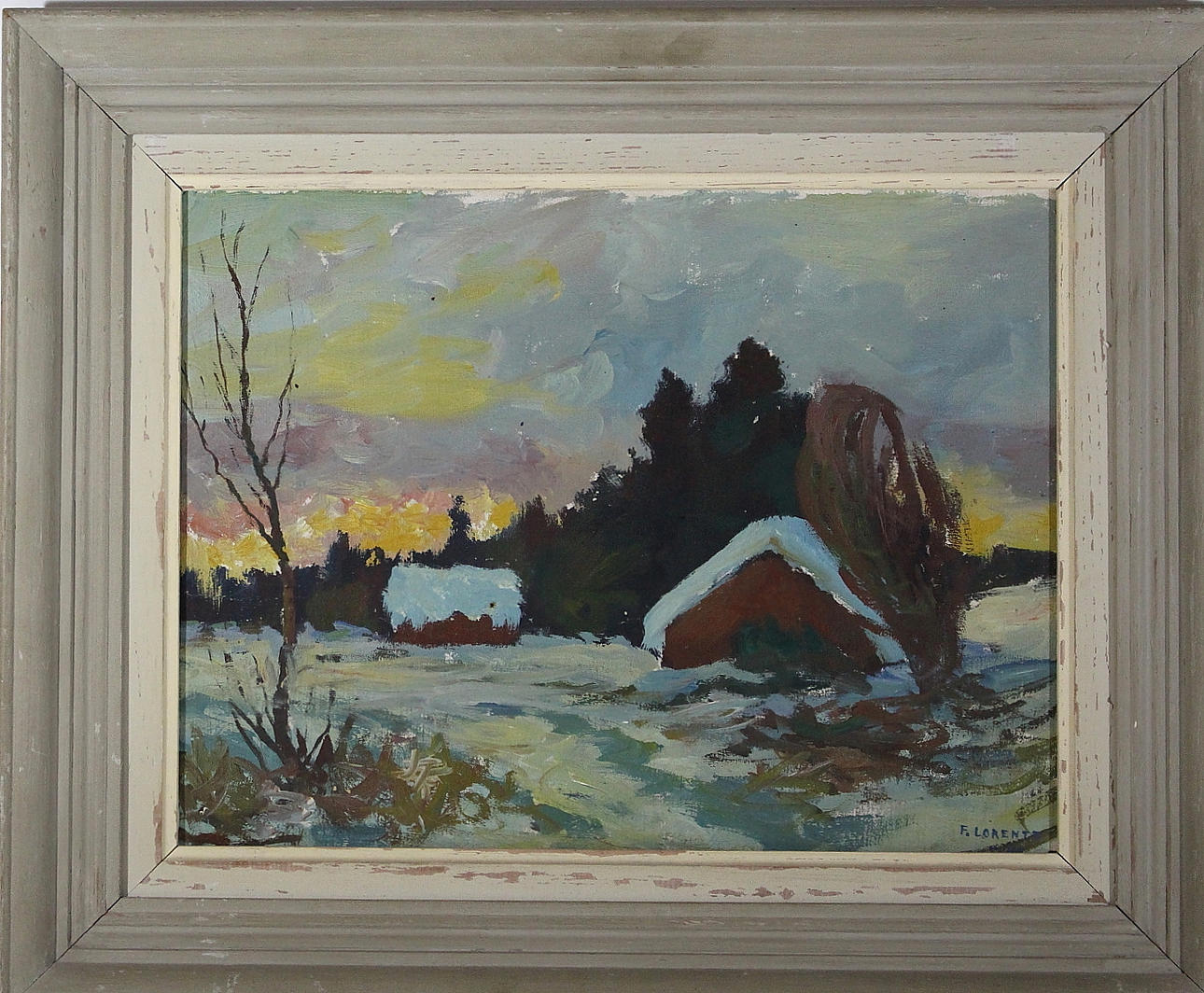 FRANS LORENTZ. olja på duk, "vinterlandskap" signerad och daterad 1949.