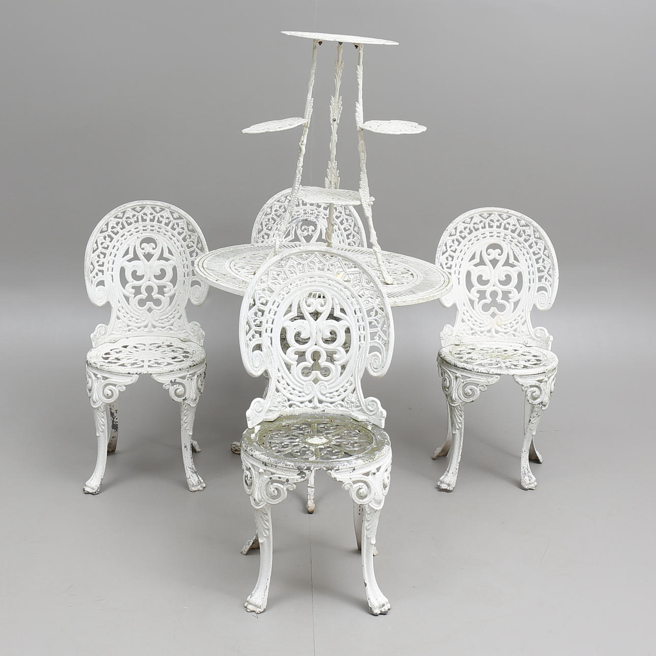 TRÄDGÅRDSMÖBEL, 6 delar, lättmetall, 1900-tal.