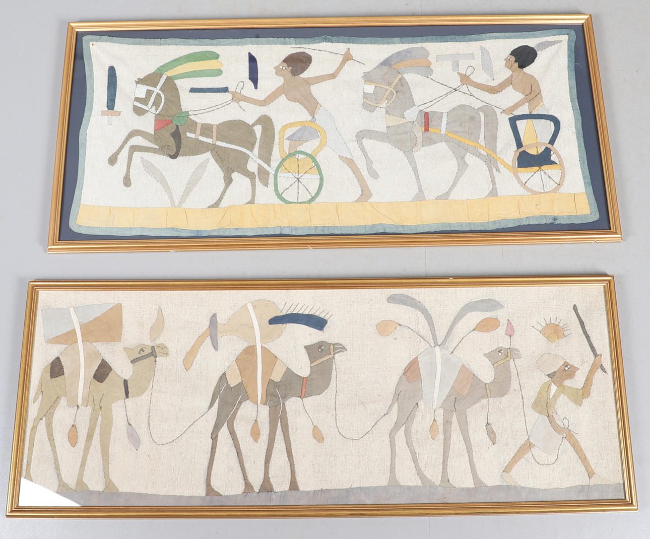 PAAR GROSSE GERAHMTE GESTICKTE BILDER.