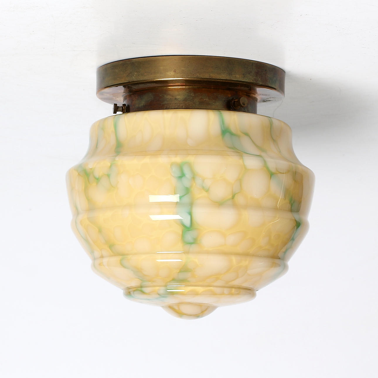 TAKLAMPA, glas och mässing, Art Deco, 1930/40-tal.