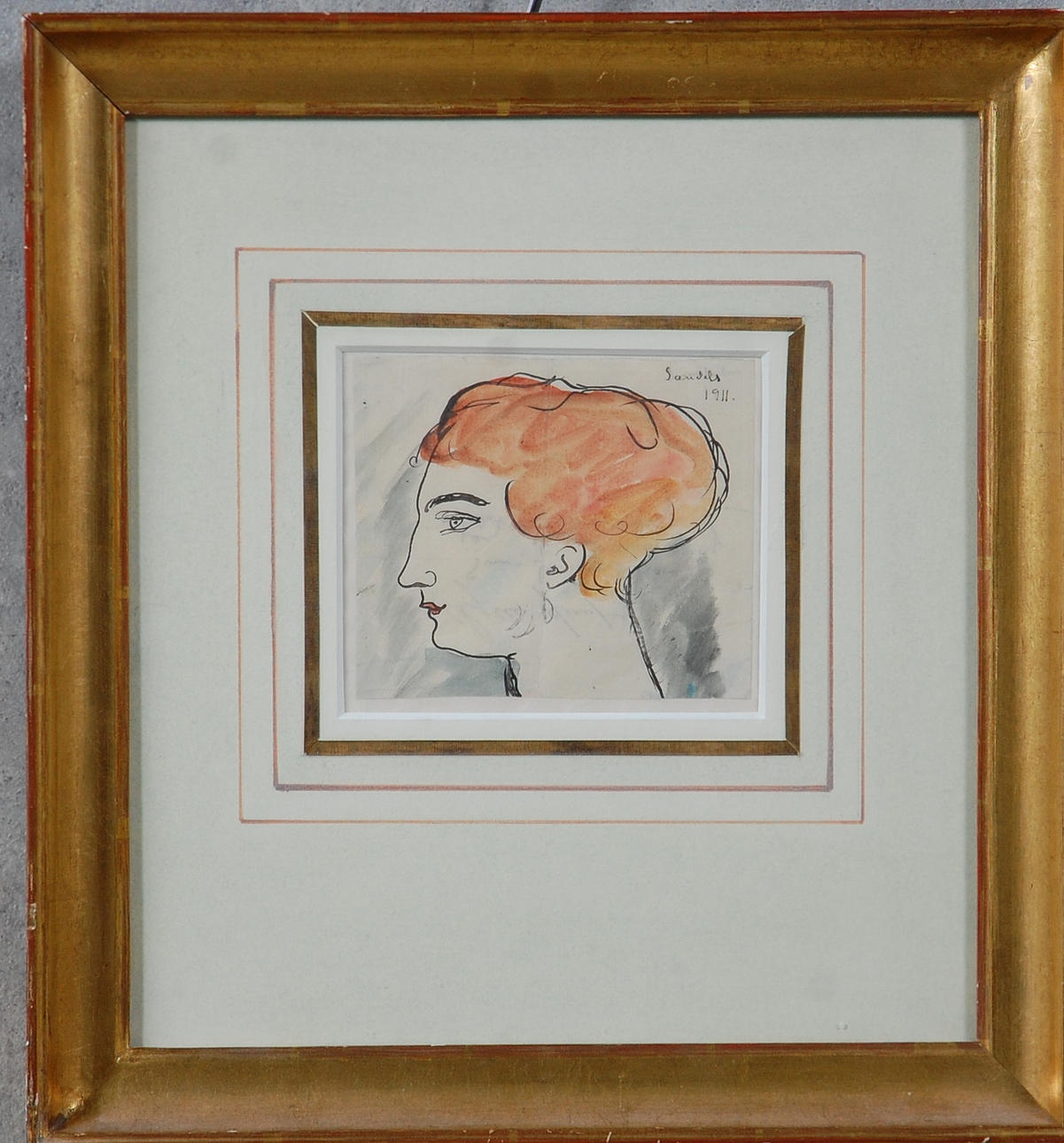 GÖSTA SANDELS. 1887-1919, blandteknik, signerad, Sandels daterad 1911.