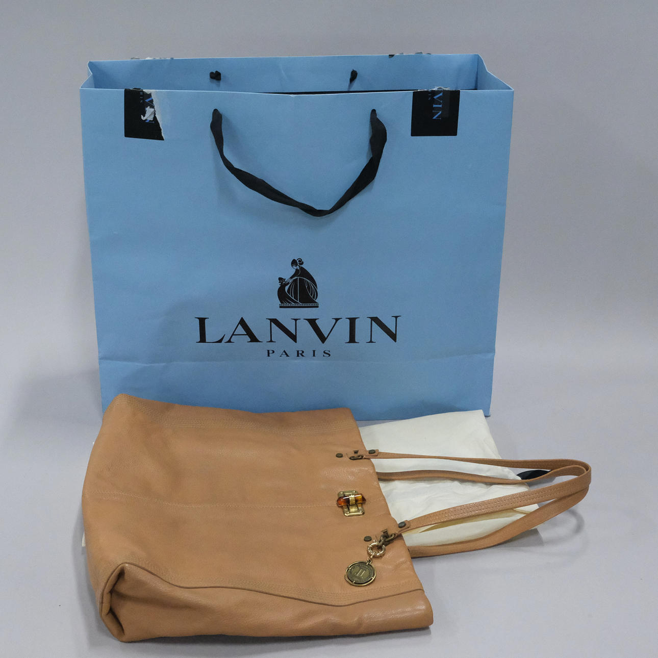 BAG, LANVIN, BEIGE LEATHER.