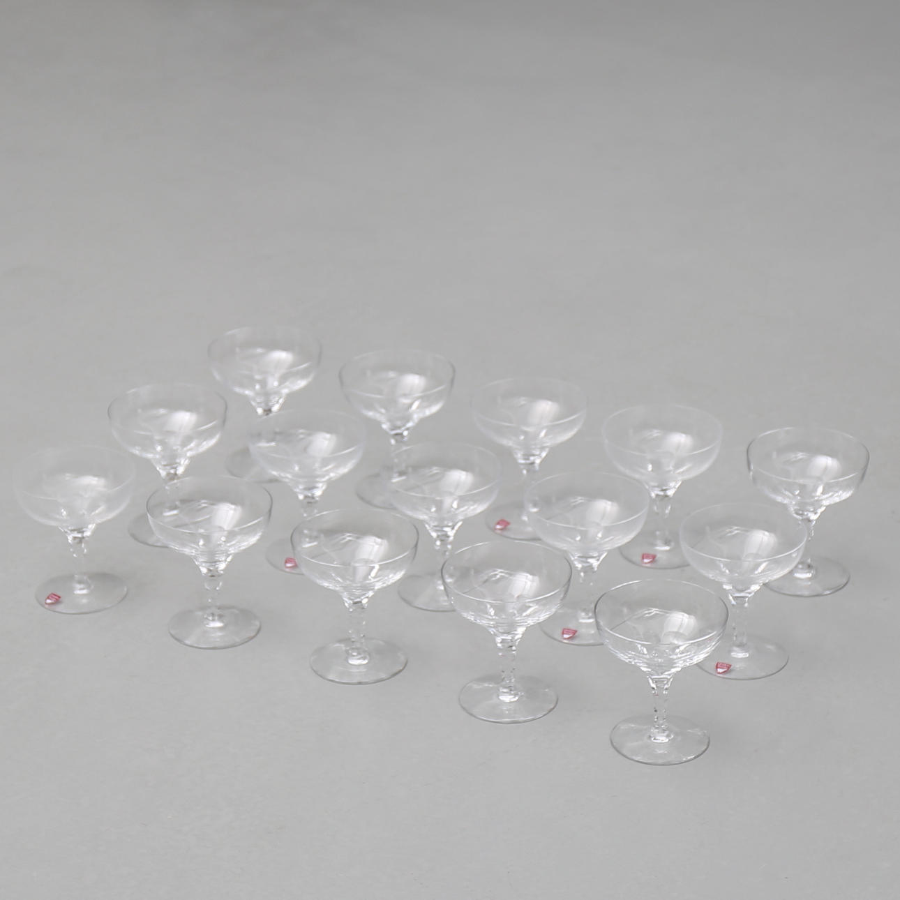 CHAMPAGNEGLAS av coupemodell, 15 st, serien Carina, Ingeborg Lundin, Orrefors.