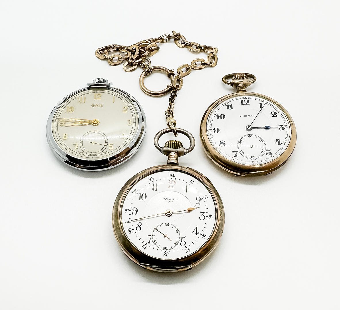 POCKET WATCH, 3 pcs, partly silver.