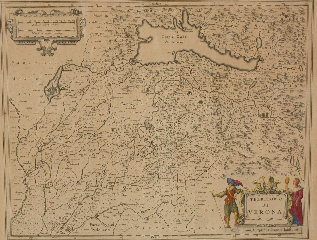 KARTA, "Territorio di Verona", handkolorerad etsning.