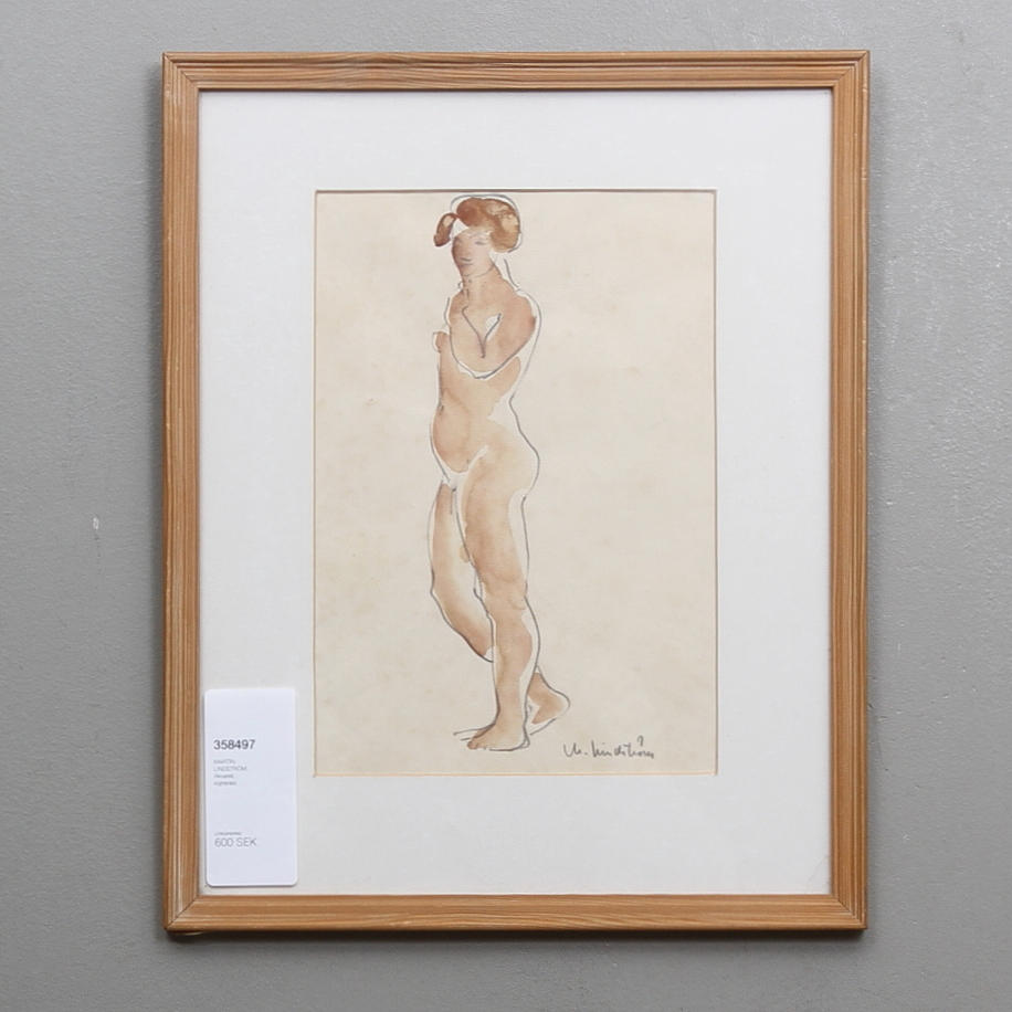 MARTIN LINDSTRÖM. Akvarell, signerad.