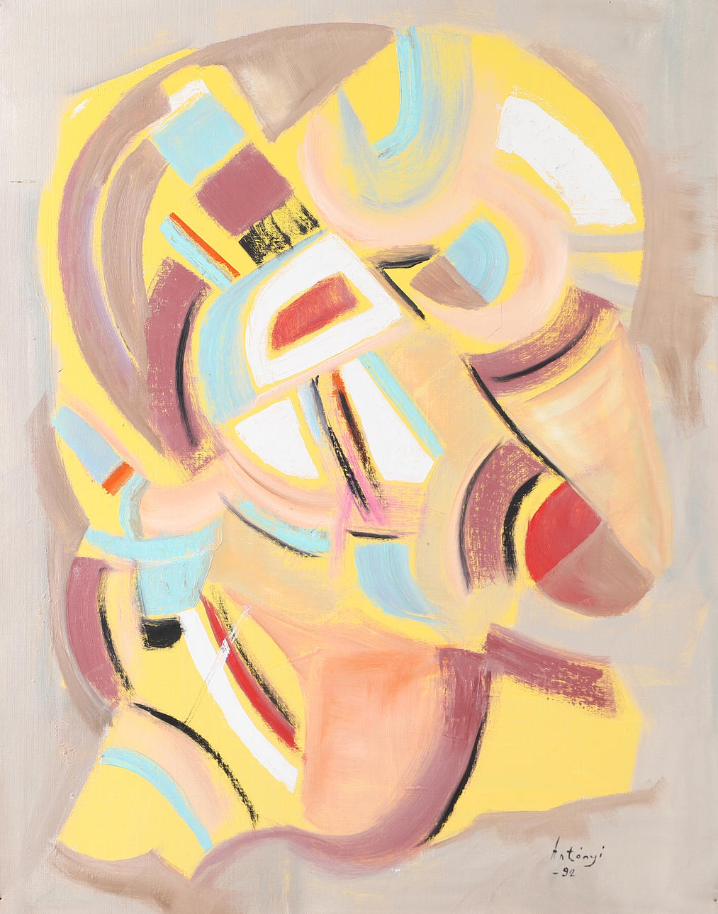 IMRE ANTONYI. Composition, oil on canvas, signed Antonyi -92.