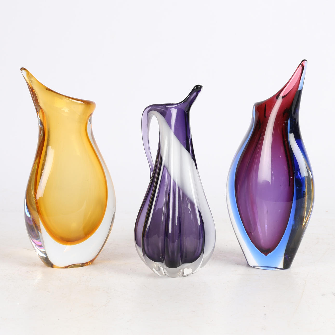 THREE MURANO STYLE SWEDISH VASES (3).