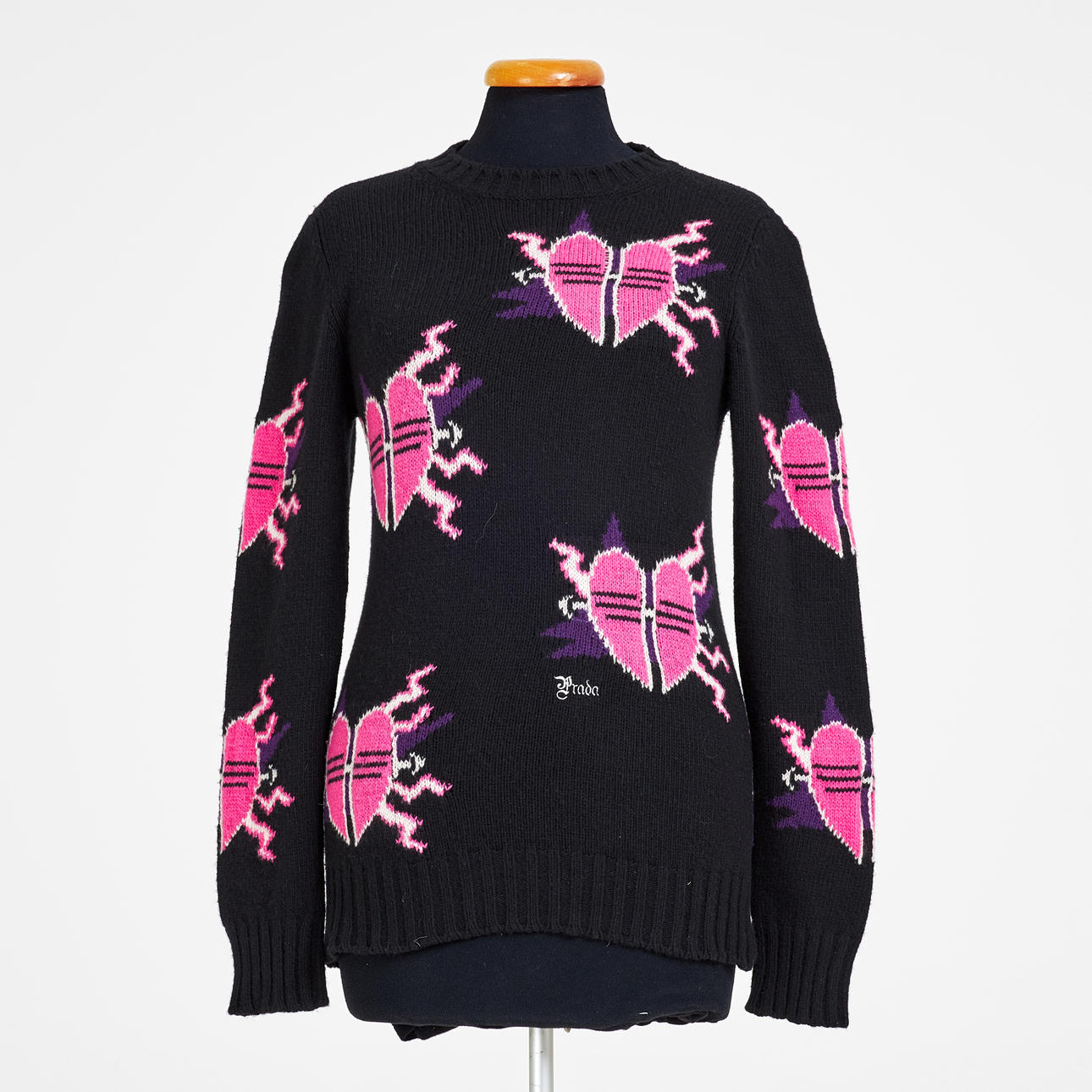 PRADA. Stickad kofta, ull.